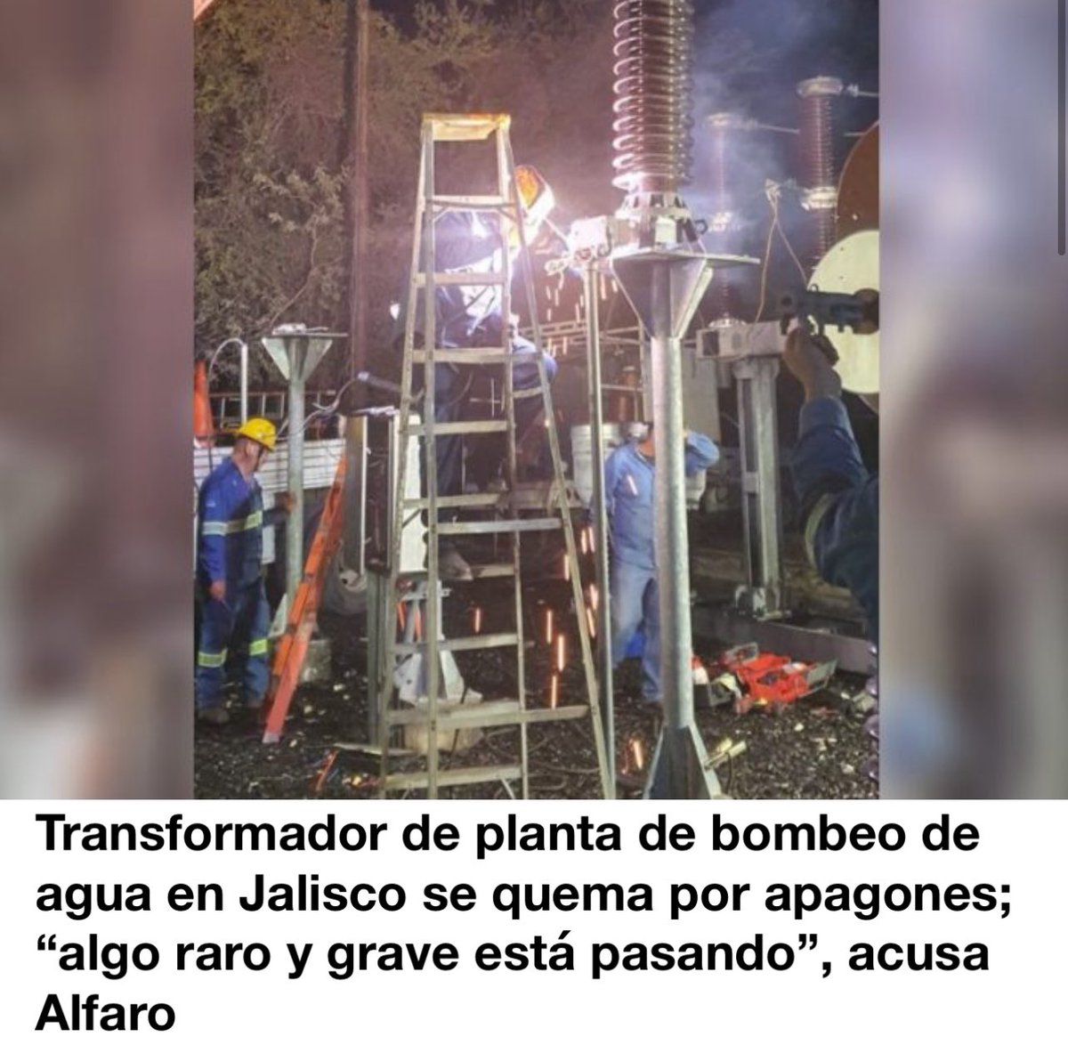 Los tapatíos sin agua Transformador de planta de bombeo de agua en Jalisco se quema por apagones; “algo raro y grave está pasando”, acusa Alfaro Debido a las fallas en el Sistema Eléctrico Nacional (SEN), volvieron a fallar los equipos de bombeo que suministran de agua potable…