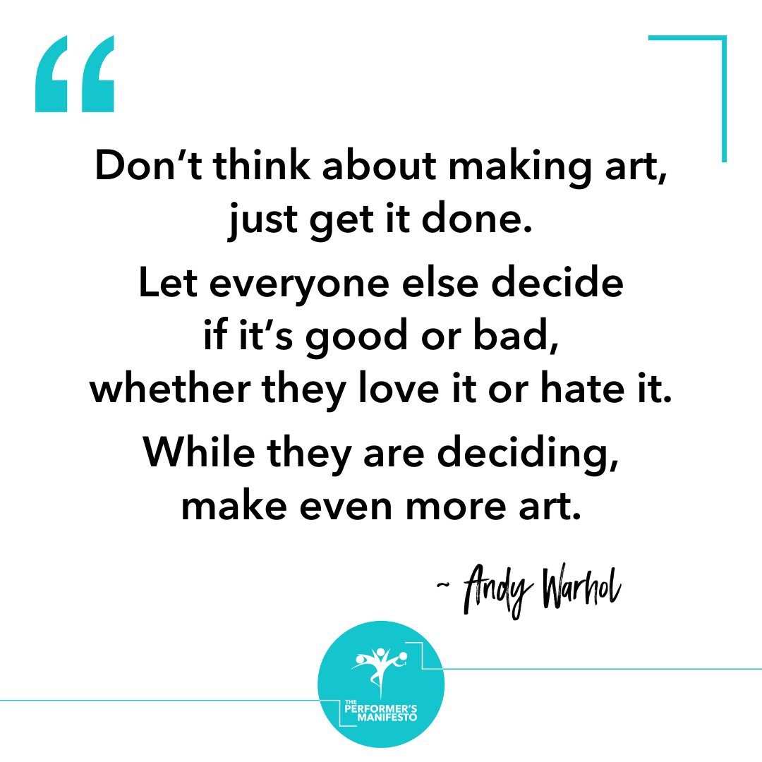 “Don’t think about making art, just get it done. Let everyone else decide if it’s good or bad, whether they love it or hate it. While they are deciding, make even more art.” ~ #AndyWarhol

You've got this! Let's Go!!
#CreateYourSuccess #inspoquote