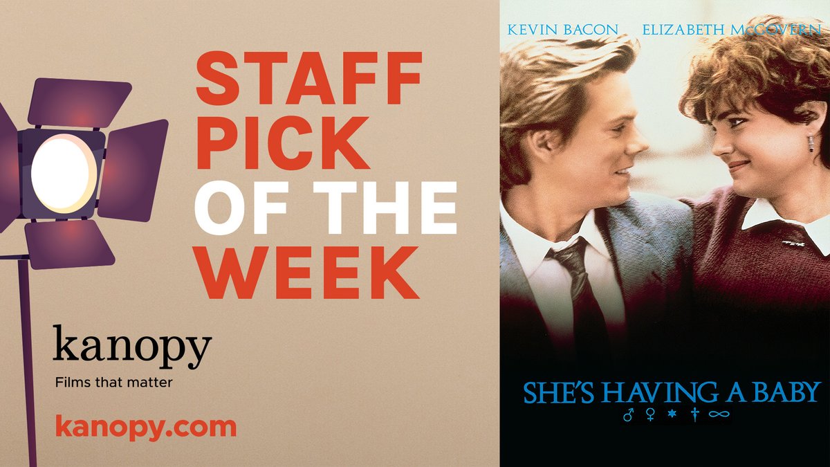 This week's staff pick is about starting a family.

SHE'S HAVING A BABY (1988) A writer (#KevinBacon) and his wife (#ElizabethMcGovern) face marriage and family responsibilities in this #JohnHughes rom com. kanopy.com/product/shes-h… #filmsthatmatter Available: 🇺🇸