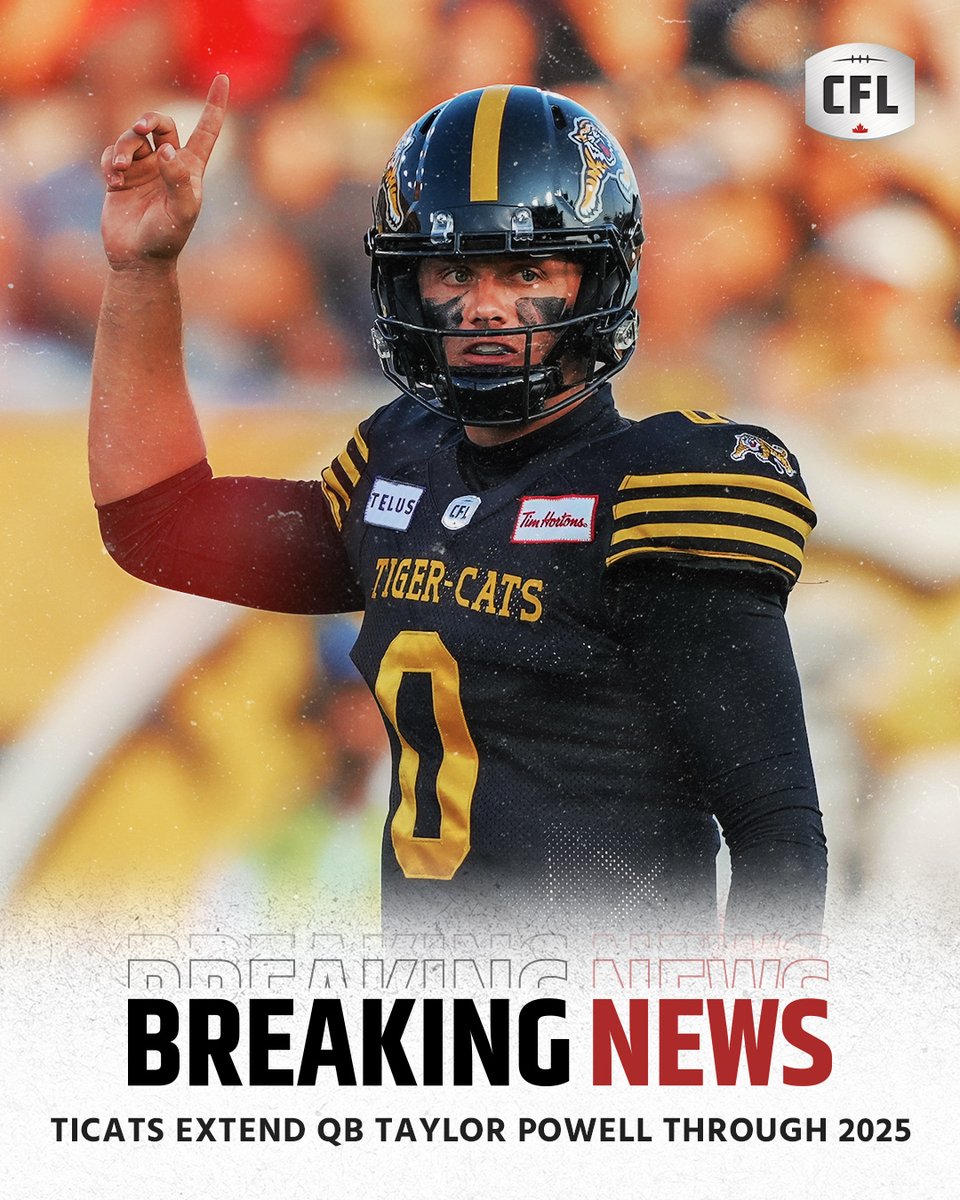 The @Ticats have extended QB Taylor Powell through 2025 🖊️ 🗞️: bit.ly/4agkUCb | #CFL