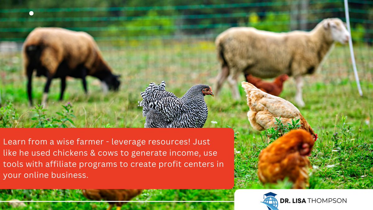 Learn from a wise farmer - leverage resources! Just like he used chickens & cows to generate income, use tools with affiliate programs to create profit centers in your online business. #OnlineBusinessTips #MultipleRevenueStreams