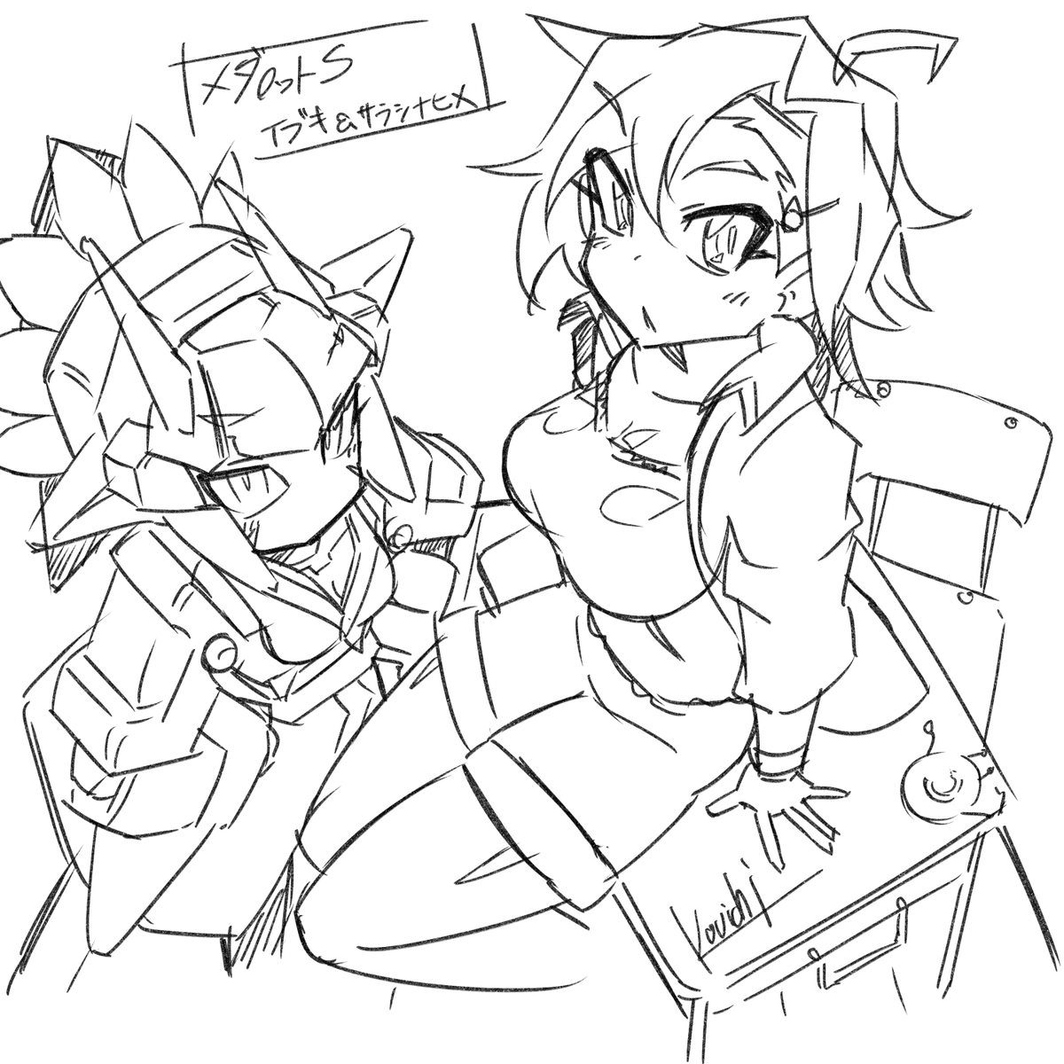 1時間15分ラクガキ_(:3」∠)_ 今回はメダロット関連で4枚!