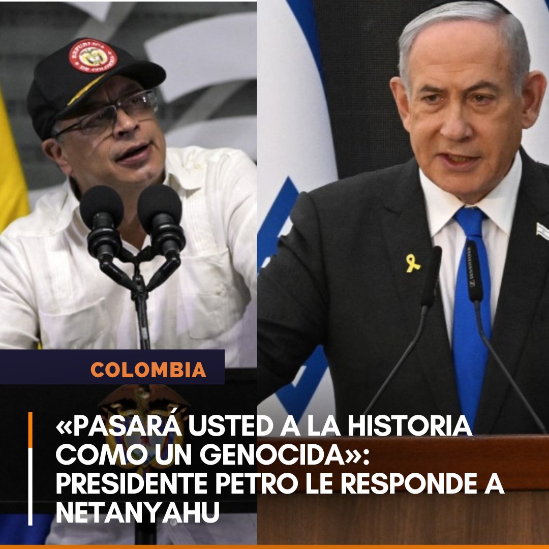 🇮🇱🇨🇴 El presidente @petrogustavo le salió al paso a las críticas del primer ministro israelí, @netanyahu, respondiendo en su cuenta de X, 'pasará usted a la historia como un genocida '. Las declaraciones del mandatario aquí. 👉🏻 lc.cx/ms0L2q