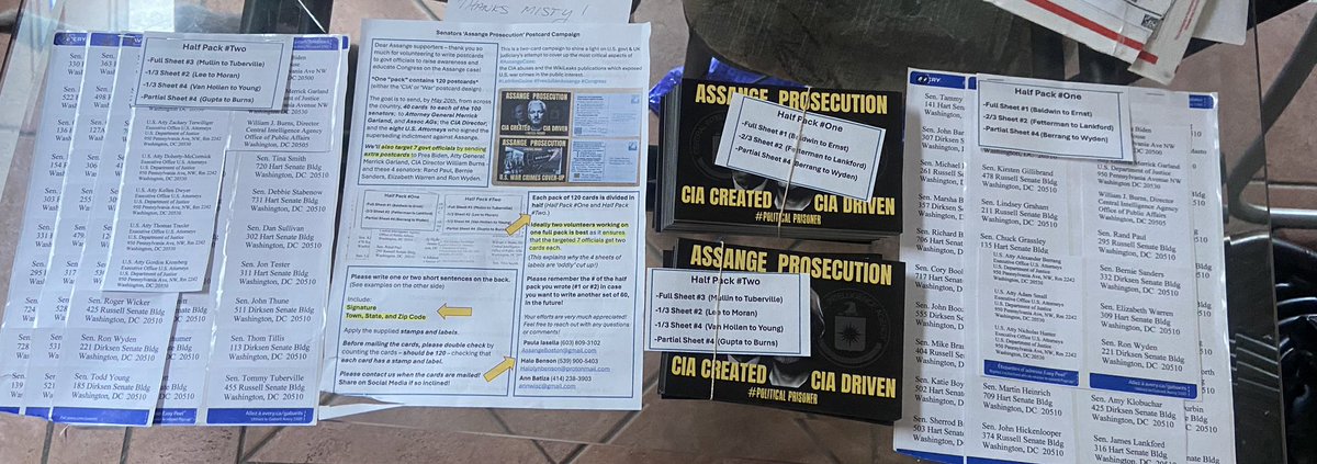 Getting ready to throw these together and get them in the mail. Huge thank you to @Plucille54 for putting these together. Super simple. Going to make the kids help me. Free Assange