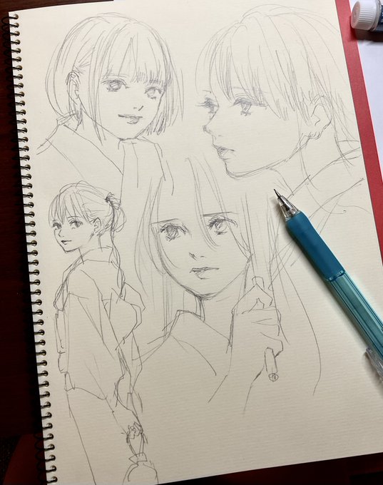 「hair between eyes pencil」 illustration images(Latest)