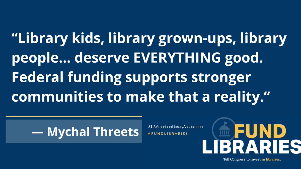 We couldn't have said it better ourselves, @mychal3ts!

Act NOW - help ensure your community gets the library funding it deserves and needs. Tell your Senator to #FundLibraries before tomorrow's deadline ➡️ bit.ly/SenateFundLibr…