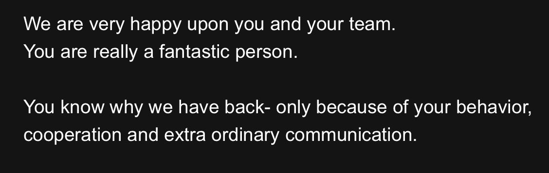 Sometimes you just need a kind word… 🫶🏼 what a wonderful message off a client 

#feedback #service #relations