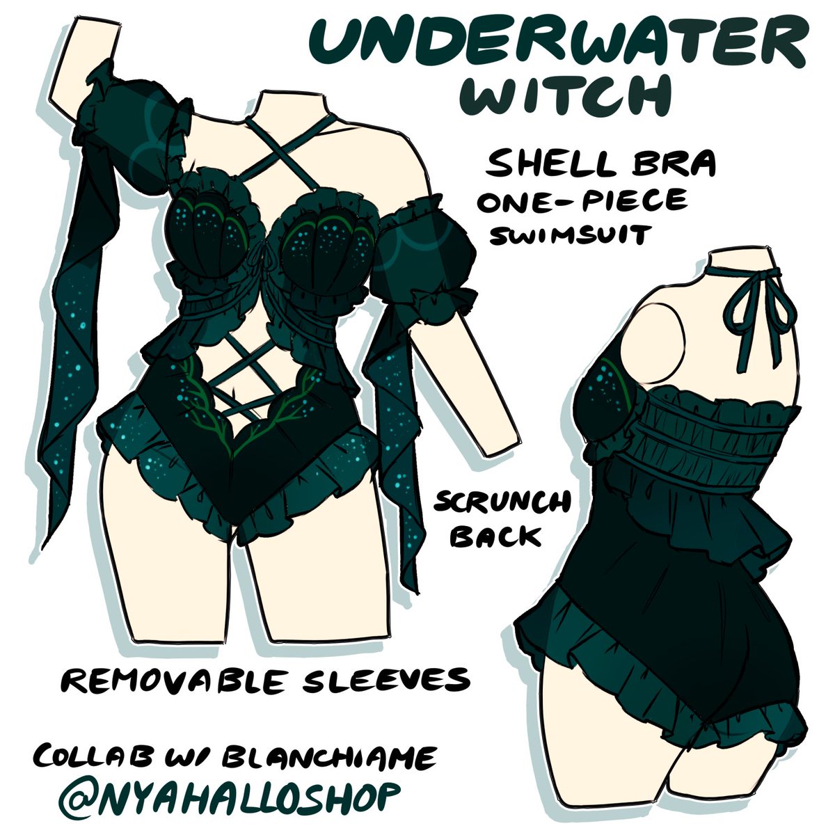 Underwater Witch shell bra swimsuit  🌿