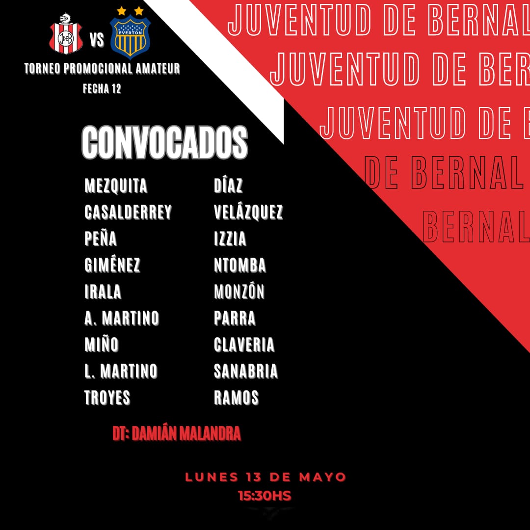 𝗖𝗢𝗡𝗩𝗢𝗖𝗔𝗗𝗢𝗦

📋 La nómina de jugadores citados por Damián Malandra para recibir mañana a Everton de La Plata, mañana desde las 15:30.

#𝐕𝐀𝐌𝐎𝐒𝐉𝐔𝐕𝐄𝐍𝐓𝐔𝐃 🔴⚪