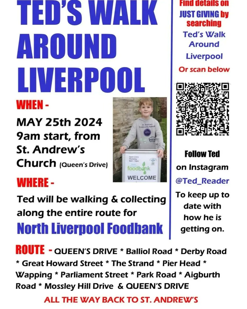 My walk is fast approaching. A big push for donations now. Check out my route and start collecting food now and we will collect off you on the day. Just let us know if you have stuff to be collected. Or donate on line at the link in my bio..