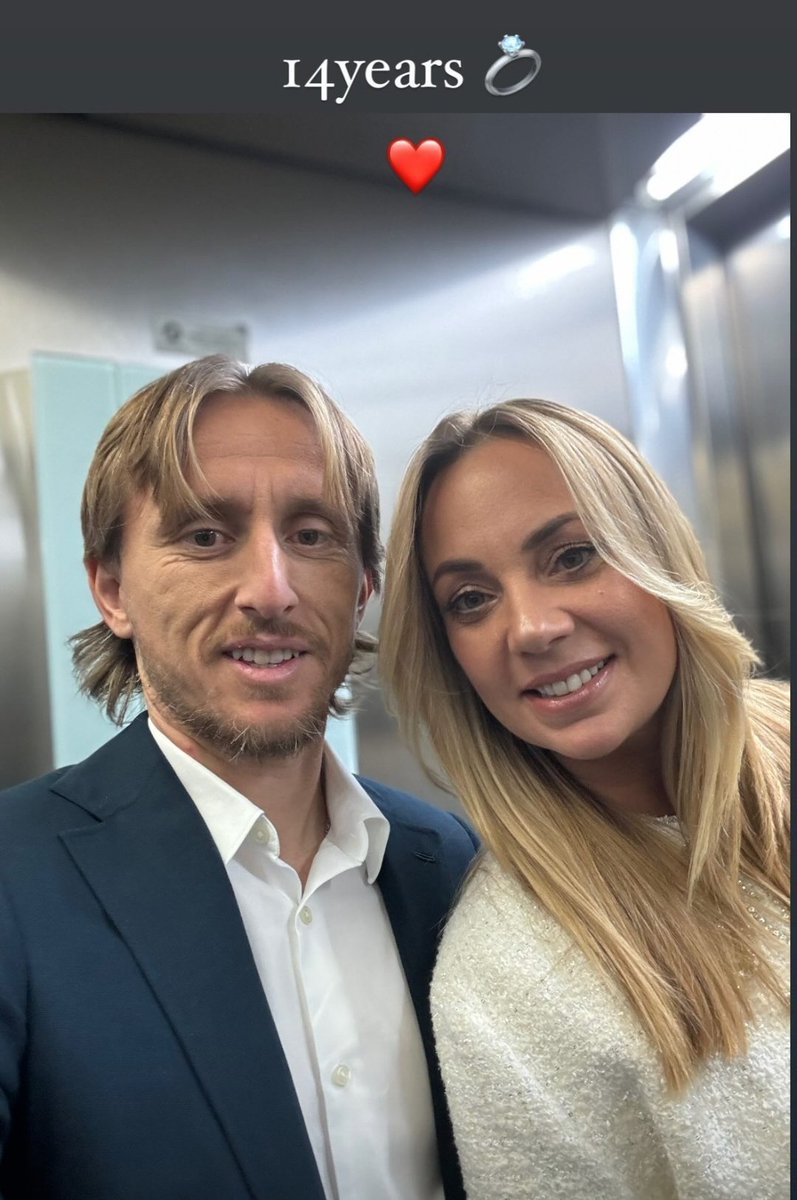 Luka Modrić celebrating his 14th anniversary with his wife Vanja. 🤍