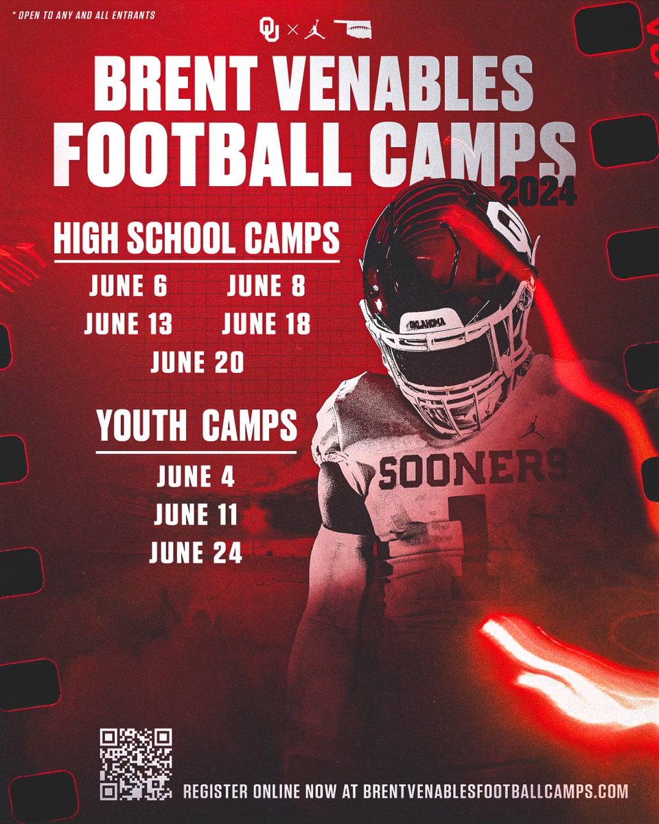 Camp is where dreams go to come true. God gave you the ability & we look forward to players young & old coming to improve their fundamentals & technique‼️ Scan the QR code & sign up today!! #OUdna #Camp with us!