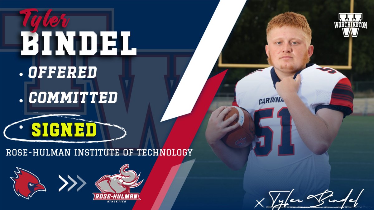 Congratulations, Tyler Bindel '24, on signing with Rose-Hulman Institute of Technology to play football! Good luck Tyler! #OnceACardAlwaysACard #Senior #NationalSigningDay