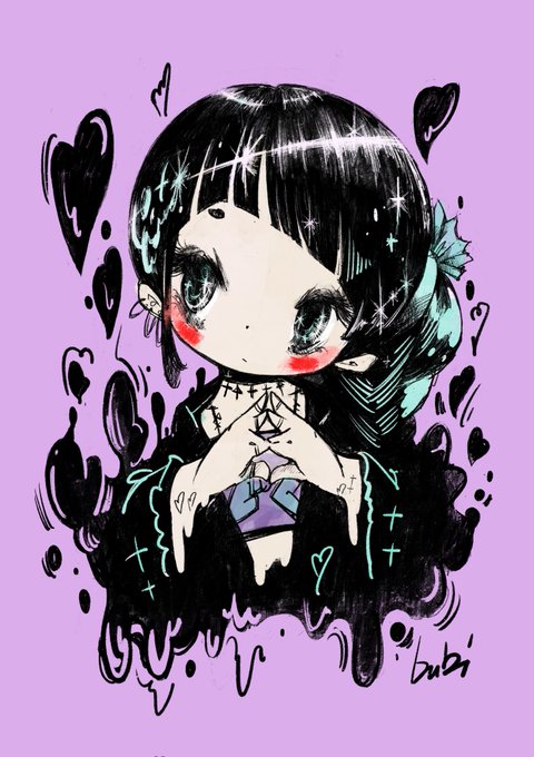 「black hair purple background」 illustration images(Latest)