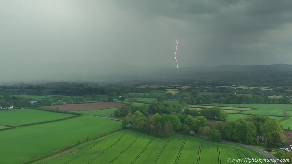 c-g bolt near Tobermore striking not far from Glenshane Pass this afternoon. Captured by drone. nightskyhunter.com