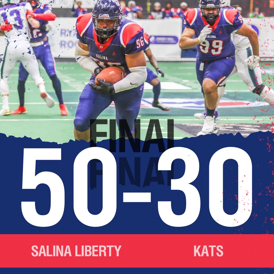 Liberty Win! Final Salina Liberty 50, Nashville Kats 30. Liberty moves to 2-0!
<a href="/OfficialAFL/">Arena Football Scorigami</a>