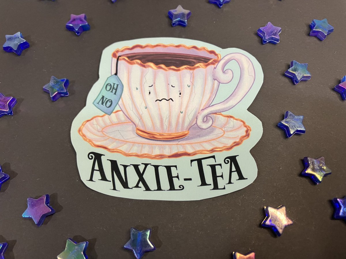 NEW STICKER ALERT ‼️ 

Anxie-Tea sticker is now available in my shop!!!

#SmallBusiness