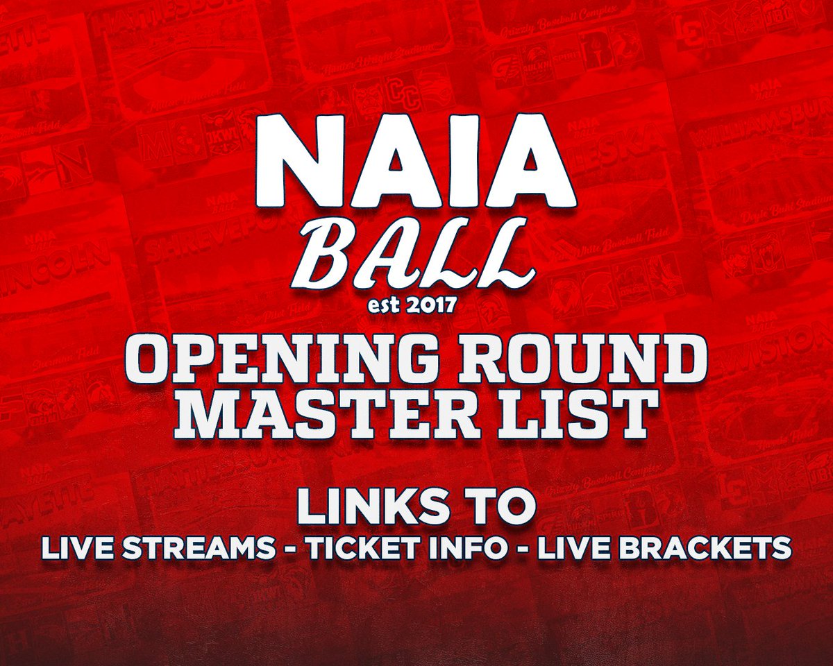 🚨2024 NAIA BASEBALL OPENING ROUND MASTER LIST. LIVE BRACKETS, LIVE STREAM LINKS, ALL IN ONE PLACE! bit.ly/3yhowXe If I am missing something please shoot me a message! For all your news, stats, scores, and info regarding NAIA Baseball head over to @NAIABall! #NAIABall