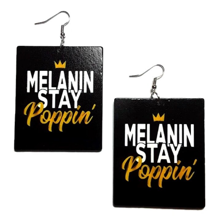 Melanin Stay Poppin Rectangle Statement Dangle Wood Earrings tuppu.net/d95f9e82 #blackownedbusiness #Etsy #explore #fashionjewelry #melaninfashion #MelaninFashion