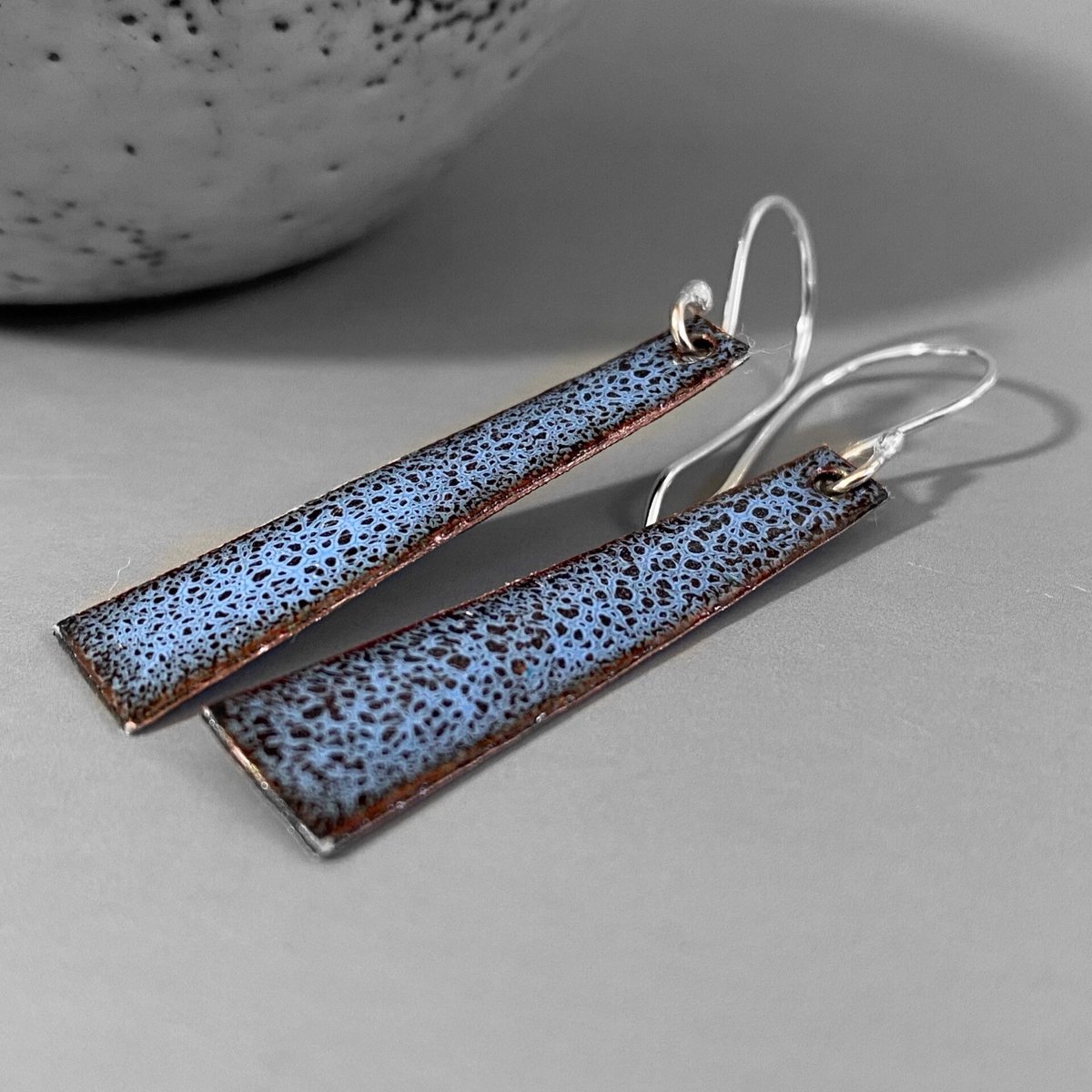 Long Blue Triangle Enamel Earrings - Handmade Gift For Best Friend tuppu.net/9275e039 #MyNewTag #UKCraftersHour #MaisyPlum #Etsy #ShopIndie #MHHSBD #BohoEarrings
