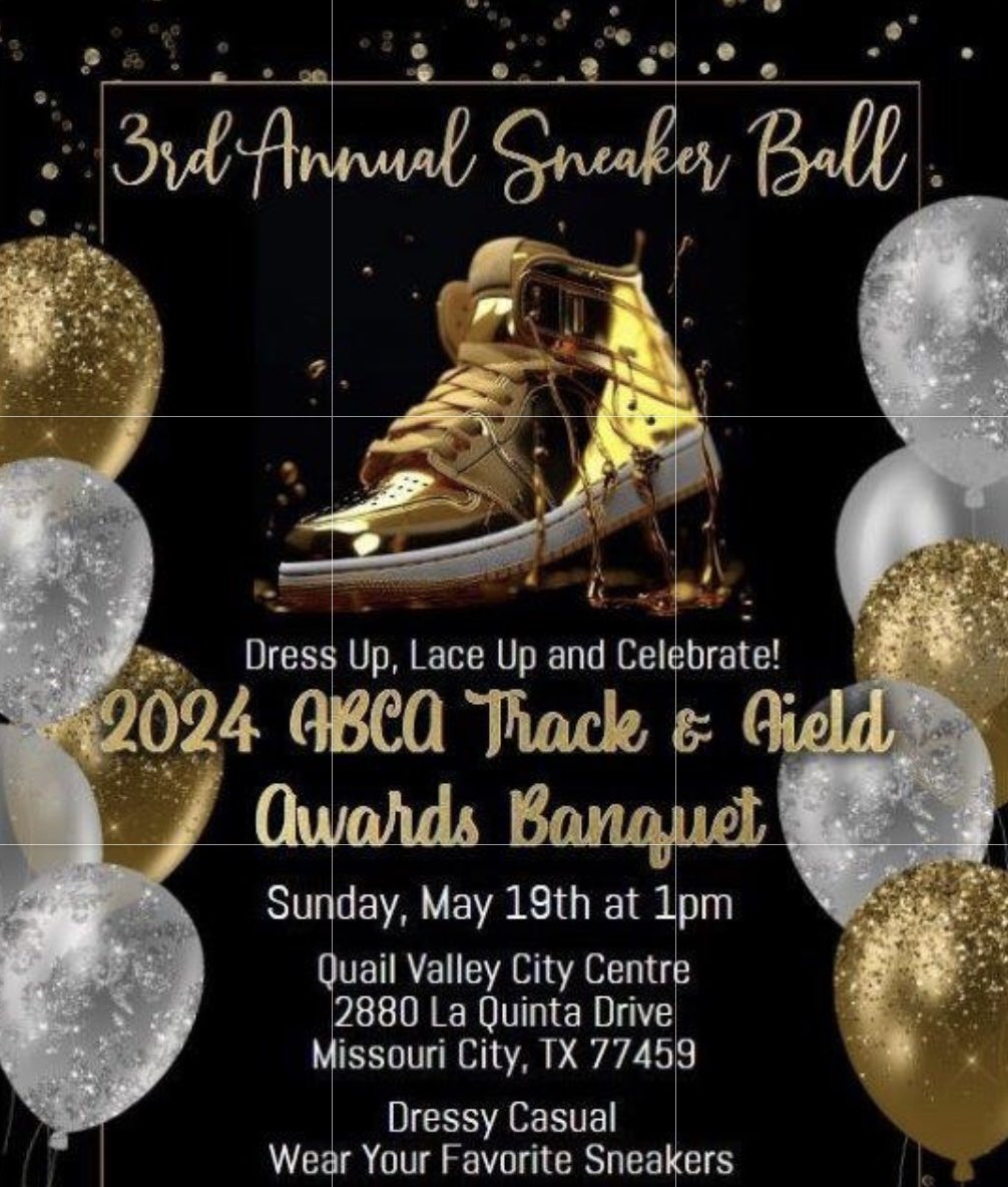 It’s Time To Bring Out Your Best “kicks” 👟 and celebrate another successful season at the 2024 FBCA Track & Field Awards Banquet aka Sneaker Ball.