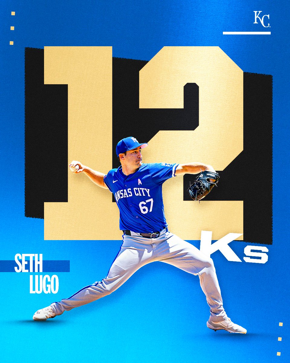 Seth Lugo strikes out a career-high 12 and lowers his AL-best ERA to 1.66 for the @Royals.