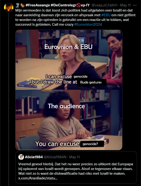 Leap_of_Faithhh's tweet photo. Bingo! #Eurovision2024 #songfestival #joostgate https://t.co/DQuO5HQZq6