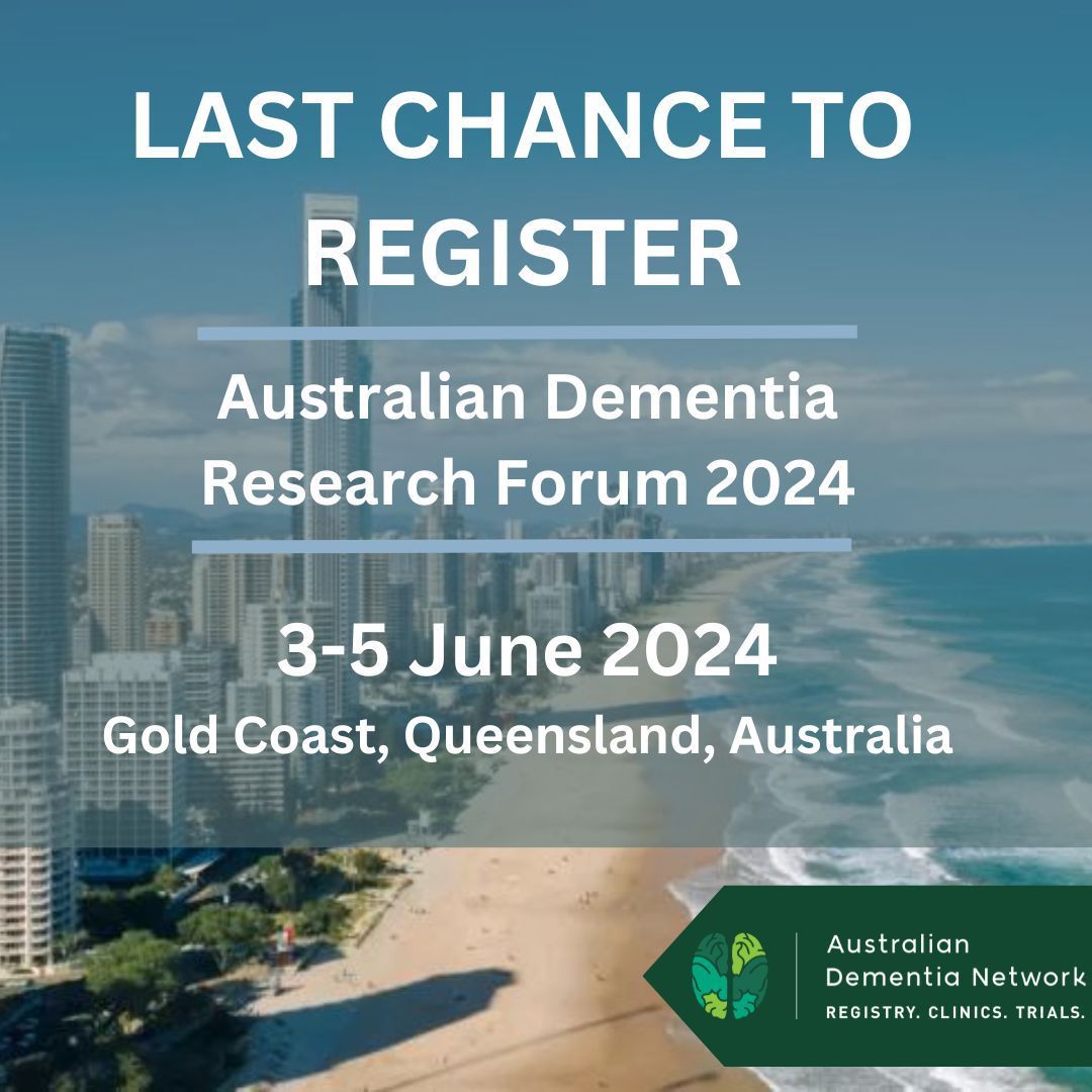 REGISTRATIONS FOR THE AUSTRALIAN DEMENTIA RESEARCH FORUM CLOSE THIS WEEK, on MAY 17. We have an amazing program of Continuing Professional Development, Keynote Speakers, Symposia, Great Debate and so much more! Don't miss out - Register TODAY ➡️ buff.ly/4aKYtGB #ADRF2024