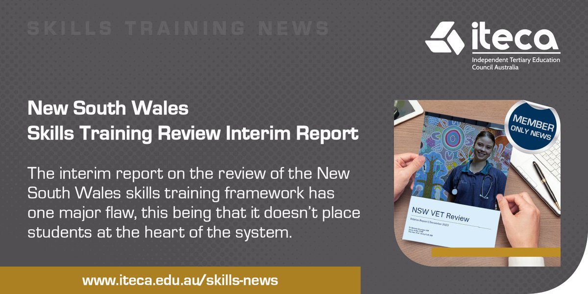 ITECA is preparing a response to the interim report of the New South Wales #VocationalTraining system, advising that the final report needs policy reforms that recognise the complementary roles of independent RTOs and public TAFE colleges. Read at: iteca.edu.au/news/skills/20…