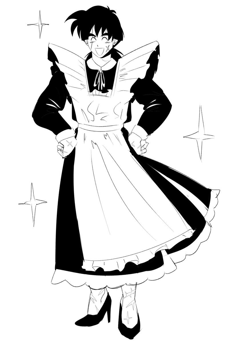 everyone is asleep time to post maid yamcha doodle #ヤムチャ
