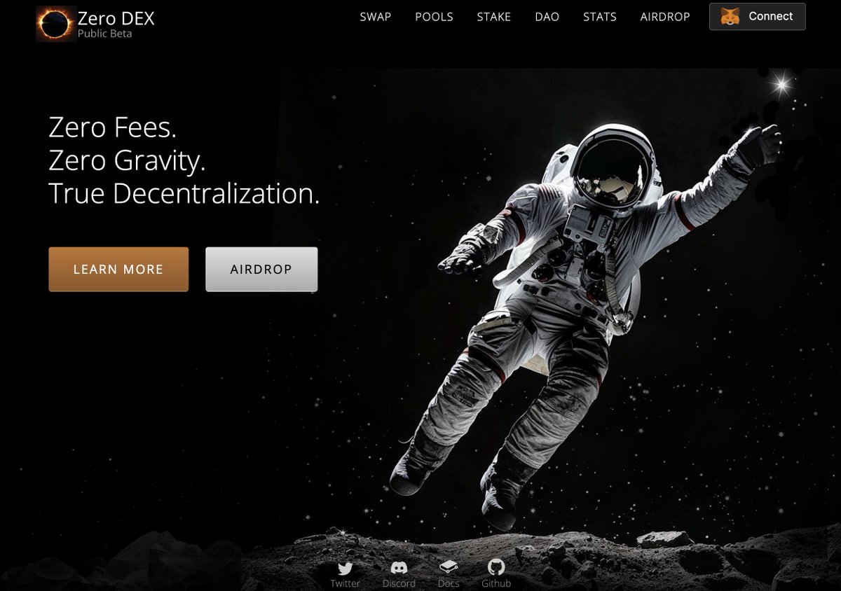 ZeroDEXorg's tweet image. 📣 Zero DEX - the DEX with zero fees on all swaps is now live on the @Scroll_ZKP testnet!

🔥 Experience true decentralization with zero swap fees in the live Public Beta at zerodex.org !

🚀 Airdrop details to be announced soon!