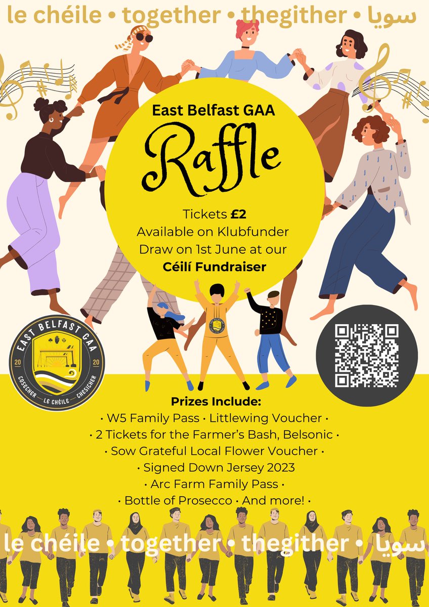 🎵 Céilí Fundraiser and Raffle 🎟️ Raffle tickets now available along with your céilí tickets! More prizes to be added! All proceeds go towards club initiatives to bring Gaelic games to the community of East Belfast: linktr.ee/eastbelfastgaa #Together #LeChéile #Thegither #سويا
