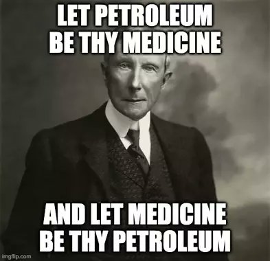 @QuakDr Alle von der Rockefeller-Medizin vergiftet.
Nur kranke Patienten bringen Geld.
Wer heilt, wird angefeindet.
Olle Rockefeller wusste das:
'Homöopathie ist ein progressiver & aggressiver Schritt in der Medizin.'
Sein Businessmodell basiert deshalb auf Erdöl & chronischer Krankheit.