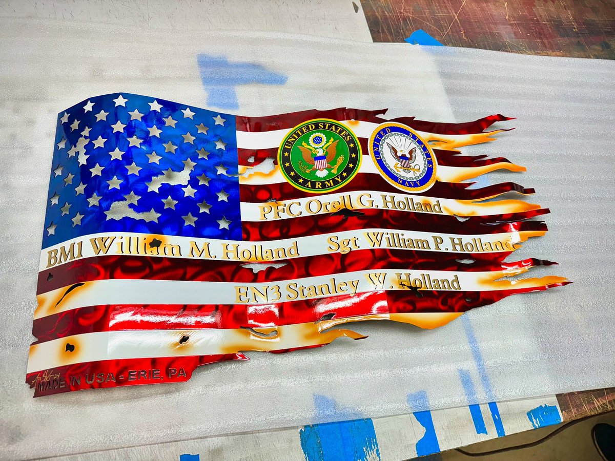 One of our custom 15” x 30” metal flags going out for a customer in Colorado !  Thanks for looking ! metalheadsusa.com #USA #GodBlessAmerica #metalart #madeinusa