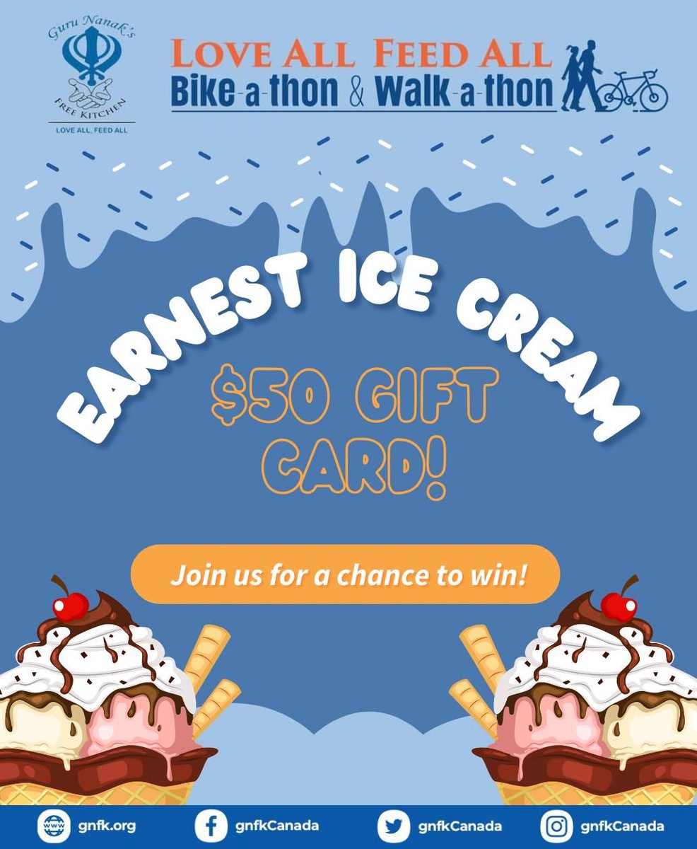 Get ready to scream for ice cream! One of the sweet raffle prizes at our 4th Annual Bike-a-thon and Walk-a-thon is a $50 Earnest Ice Cream gift card! Join us for a fun-filled day of pedalling towards positive change.