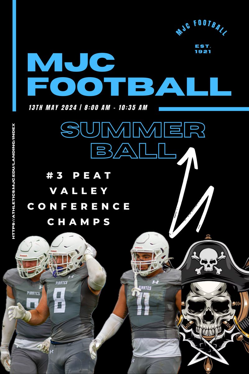 @MJCFootball Summer workouts start tomorrow at 8:00 am. Back in the lab working on sound fundamentals and technique. It’s all about the 3 phases offense, defense, and special teams. #ONE🏴‍☠️ #ValleyPride #209Made #3Peat