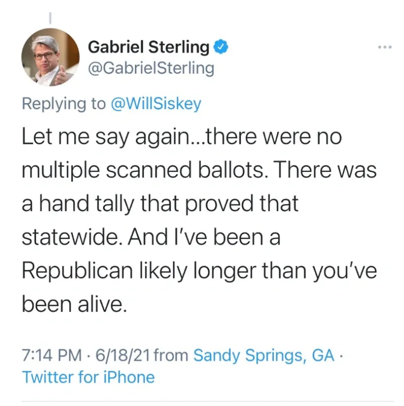 I'm calling on the immediate resignation or firing of @GabrielSterling from the GASOS Office. State Election Board case 2023-025 was recently heard on May 7, 2024 and confirmed around 3,000 fake double scanned ballot images from Fulton County 2020. These 3,000 were from just one…
