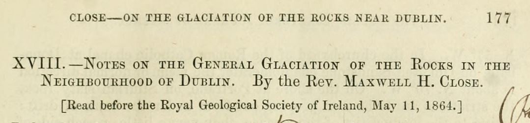 Maxwell Henry Close was elected a member of @RIAdawson on 13 May, 1867. @tcddublin BA 1846 & MA 1867. Ordained in the @churchofengland in 1848 He was president of the Royal Geological Society of Ireland 1878–9 & was treasurer of RIA 1878-1903. @internetarchive