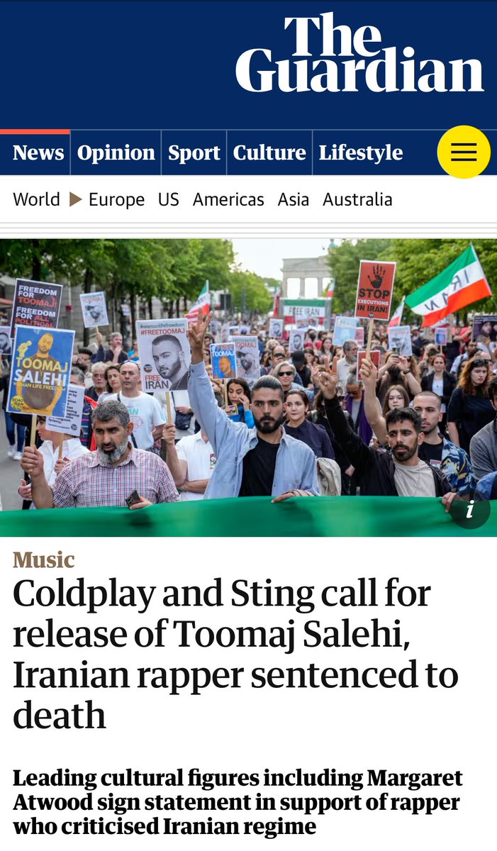 Thank you @coldplay and @Sting for using your voice to speak up for our incredible Toomaj. He needs us more than ever right now. Please don’t stop #FreeToomaj @guardian