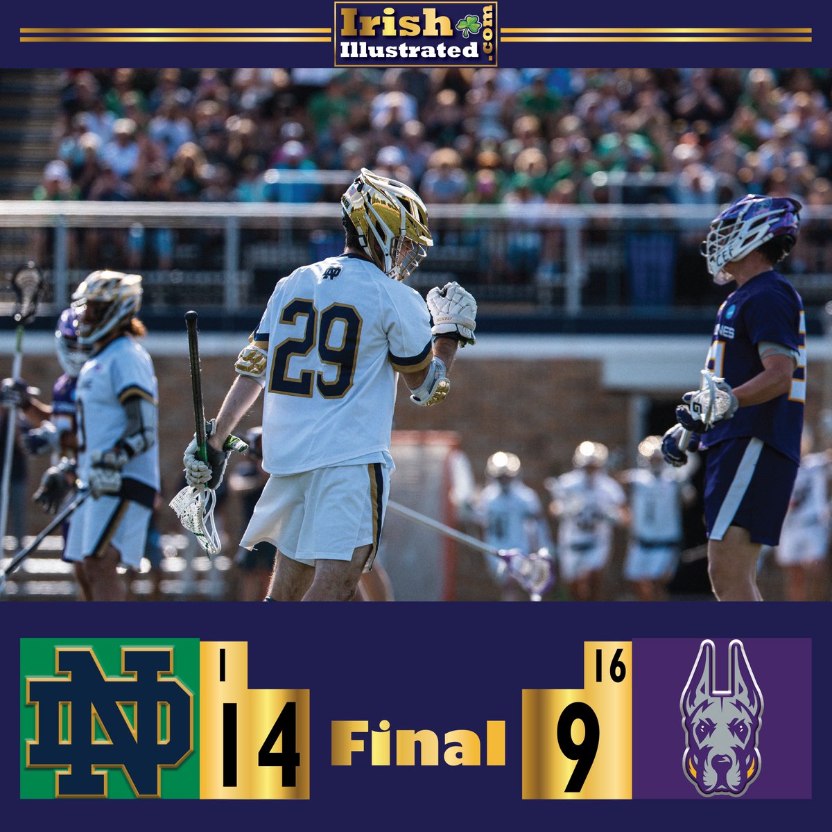It was a nail-biter in the first half as @NDlacrosse trailed 5-4, but the Irish got it done in the third quarter and completed the comeback to advance to the NCAA Quarterfinals.
📸: @NDlacrosse