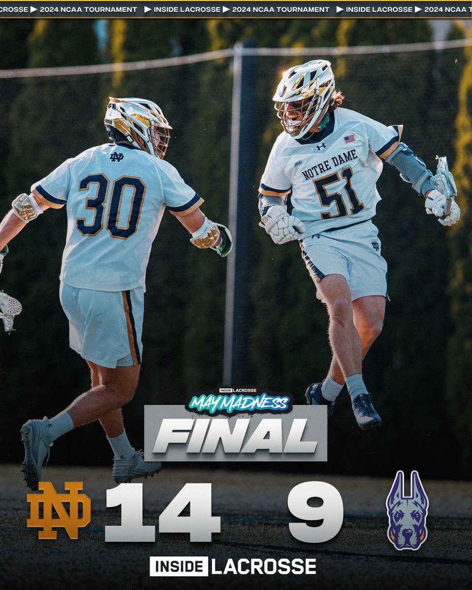 FINAL: @NDlacrosse 14, @UAlbanyMLax 9 Pat Kavanagh scored 3G, 2A, McLane 4G, Chris Kavanagh 1G, 4A, and Will Lynch won 17-of-25 face-offs in a strong second half for the champs. IL Scoreboard: insidelacrosse.com/league/DI/scor…