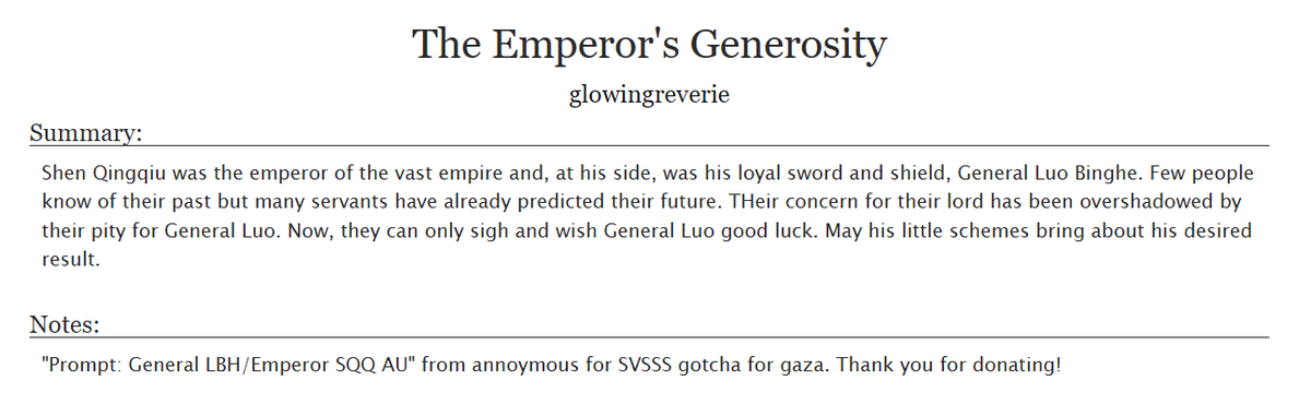 'Prompt: General LBH/Emperor SQQ AU'. thank you for the anonymous donation to @SVSSSAction ! archiveofourown.org/works/55868500