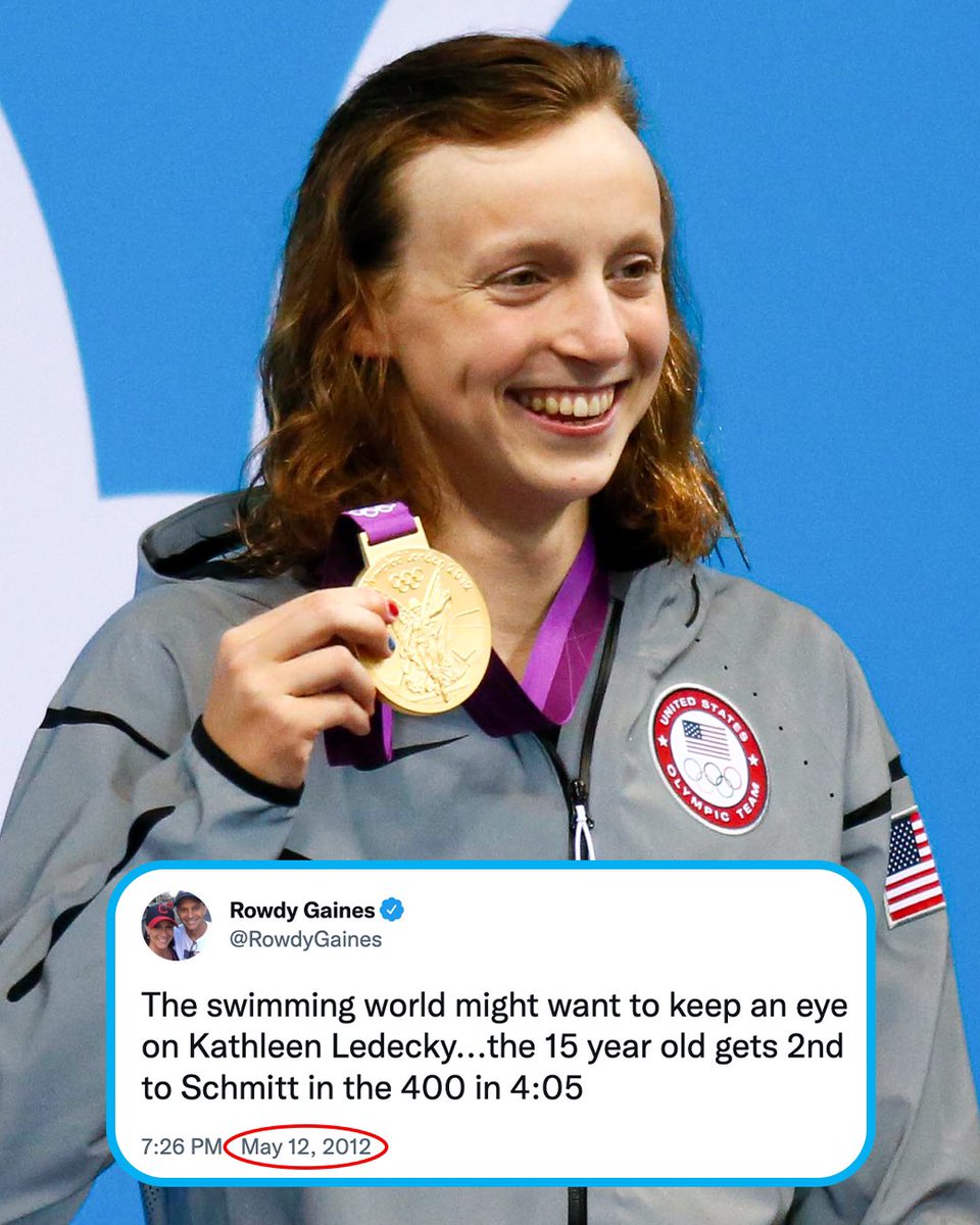This post from Rowdy Gaines in 2012 about Katie Ledecky aged well. 👏