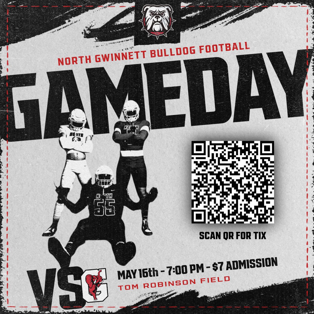 🔴⚫️2024 SPRING GAME⚫️🔴

Almost that 🕖!! <a href="/RedElephant_FB/">Gainesville HS Football</a> comes to Tom Robinson this Thursday (5/16) in a great spring game matchup! Get your tickets now! 

#FAMILY #NORTH #BeADawg #VT24