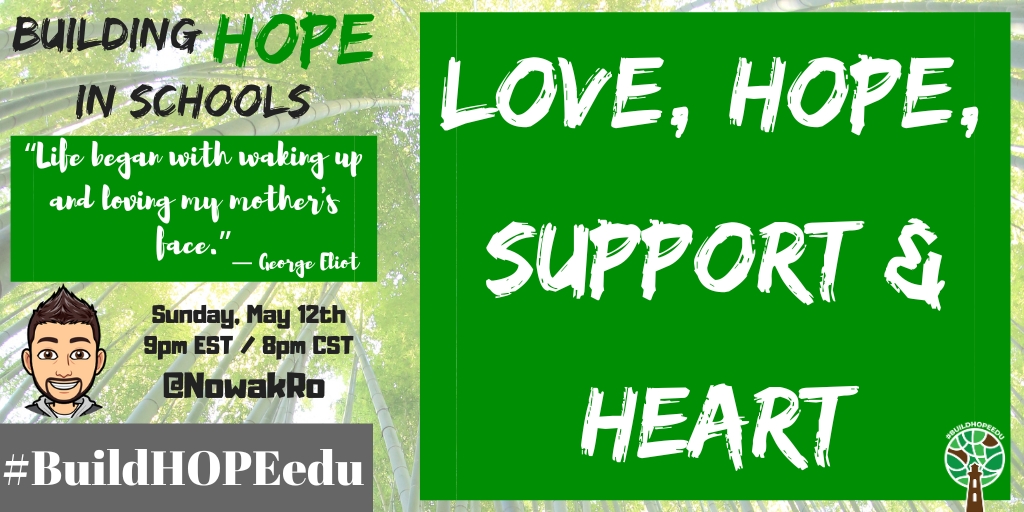 One hour until tonight's #BuildHOPEedu chat.

Join us as we celebrate a Mother's Love talking about Love, HOPE, Support and Heart.

Because we all deserve to fee the warmth of care & love.

#CodeBreaker #sunchat #teachpos #gratefulEDU #edchat #JoyfulLeaders #tlap #education #t2t
