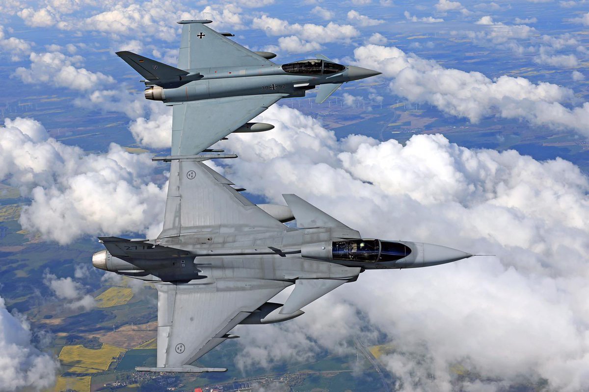 Eurofighters alemães e Gripens suecos forjam laços com a OTAN em exercício conjunto cavok.com.br/eurofighters-a…