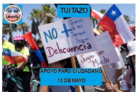 TUITAZO !!!
CIERRE DE FRONTERAS YA !!
NO MAS ILEGALES !!
MAS SEGURIDAD MENOS DELINCUENCIA !
SUMATE A #ElParoDeChile 

QUE CORRA PLS !