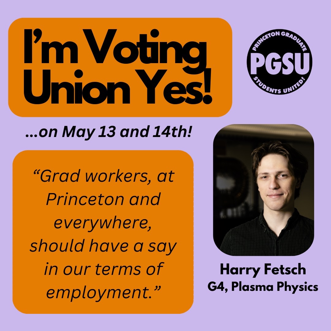 Harry is voting yes for a REAL SAY in the terms of our employment, at Princeton and everywhere! join him in pledging to vote yes tinyurl.com/PGSUvoteyes