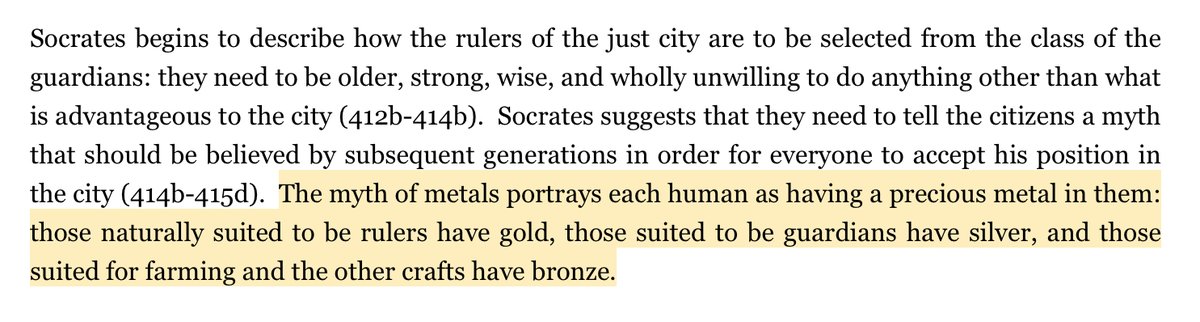 sorry to plato’s republic but the myth of metals would go so hard as a ya dystopia premise