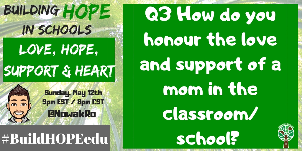 Q3 How do you honour the love and support of a mom in the classroom/school?

#BuildHOPEedu